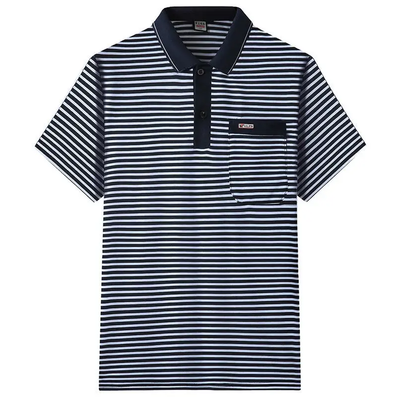 2023 Summer New Fashion Classic Casual Trend Men\'s Clothing Oversized Loose and Comfortable Contrasting Color Striped Polo Shirt