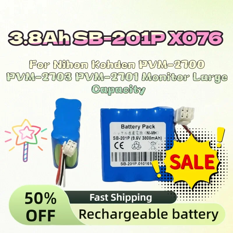 For Nihon Kohden PVM-2700 PVM-2703 PVM-2701 Monitor Large Capacity New In Stock 9.6V 3800mAh SB-201P X076 Medical Battery