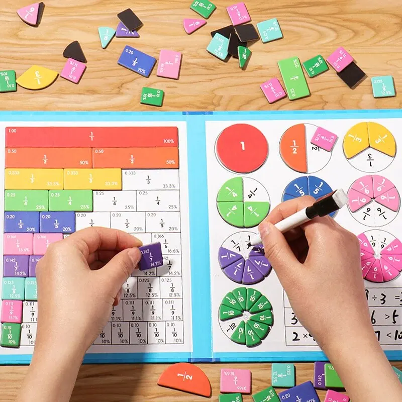 Magnetische Fractiepuzzels voor Wiskundebeheersing Montessori Verlichting met Leuk Rekenen Leermiddel Cognitief Educatief Speelgoed