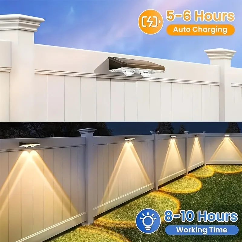 Solar Fence Wall Lights with 3 Lighting Modes (Warm White/Neutral White/Cool White) Ideal for Gardens And Around Swimming Pools