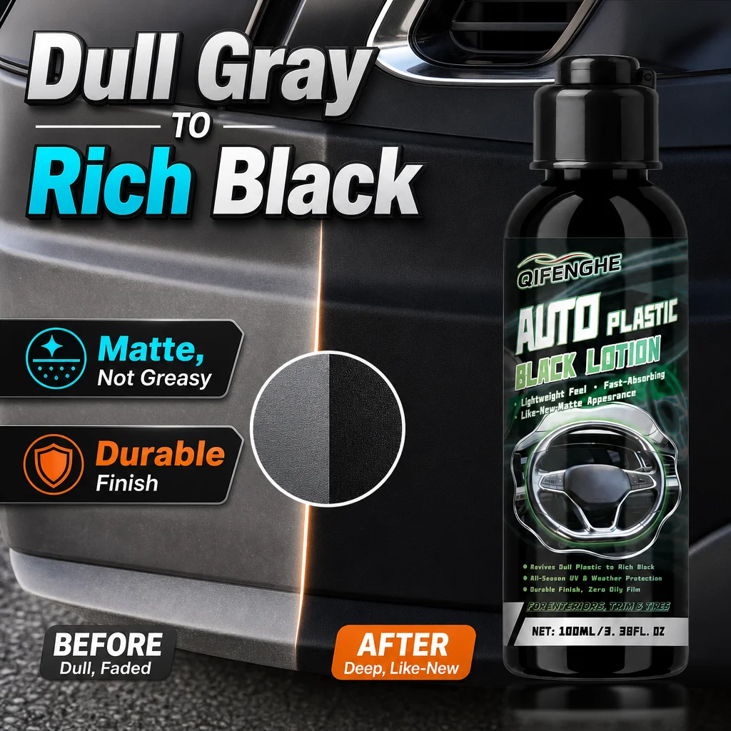 100ml Car Plastic Restorer Black Lotion Dashboard Trim Reviver Rich Matte Finish Fast Absorbing Non Greasy UV Weather Protection