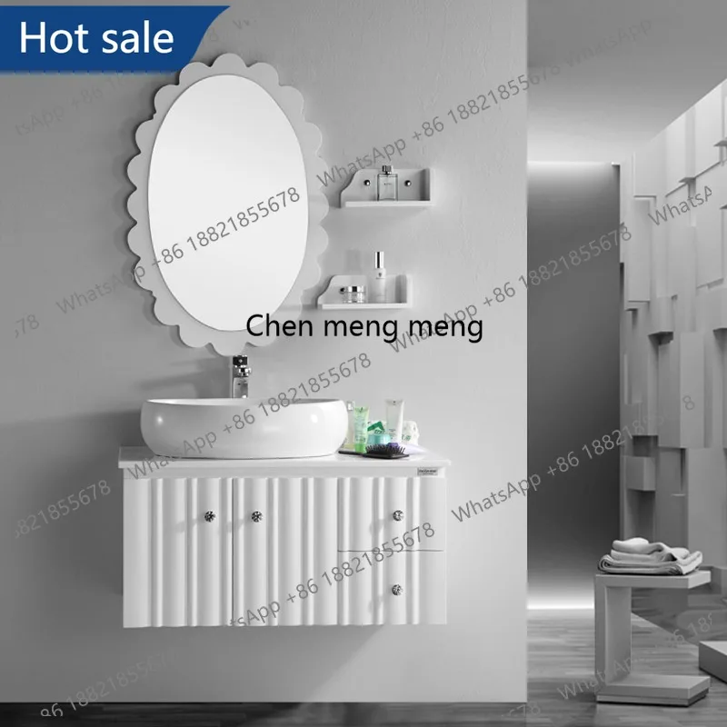 smt03 Waschbecken im europäischen Stil, Badezimmerschrank, PVC-Badezimmerschrank, Aufsatzwaschbecken, Hängeschrank 80 *