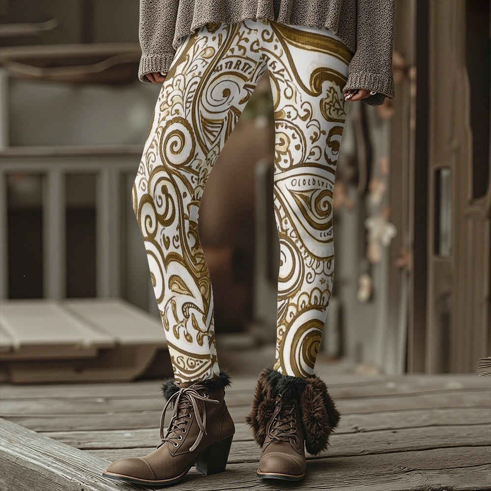 الشتاء الدافئة بيزلي طباعة الحرارية طماق للنساء العرقية بوهو نمط الهبي السراويل الشارع الشهير عادية تمتد الجوارب حجم كبير #2
