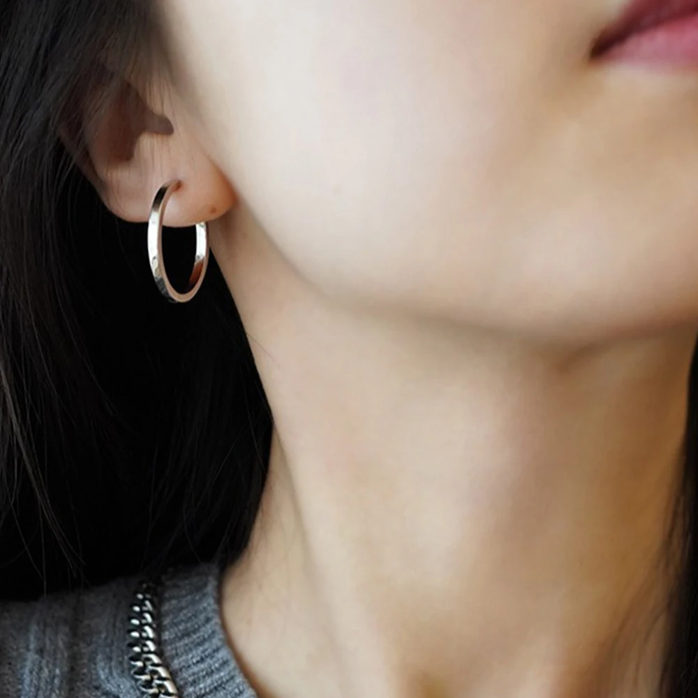 

New 925 Sterling Silver Minimalist Classic Ring Earrings, Suitable For Women, Gold And Silver Round Earrings, Gifts