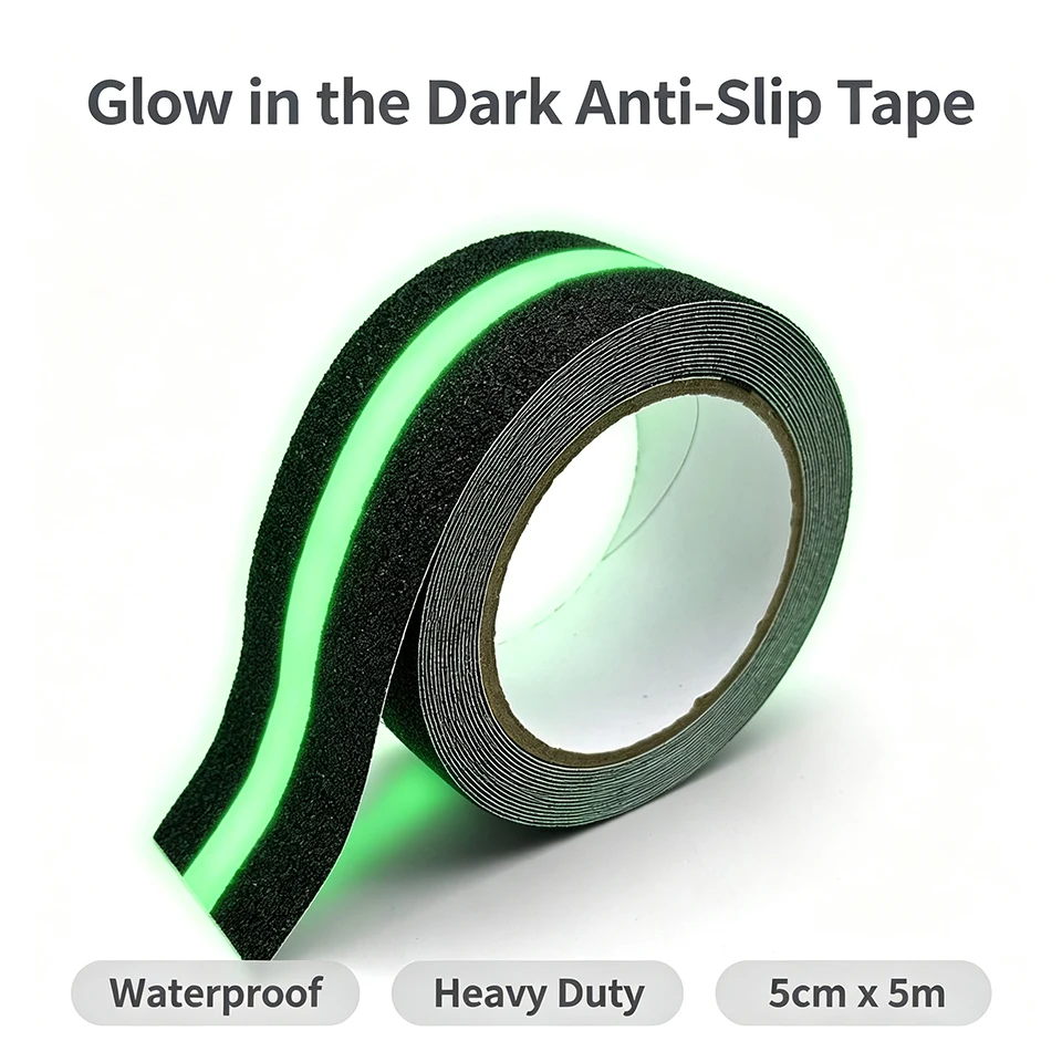 5m Anti Slip Tape Glow in the Dark Stair Grip Tape Luminous Non Skid Safety Friction Strip Treads Outdoor Indoor