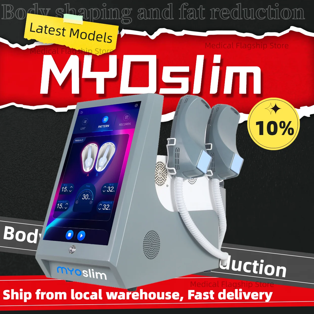 MYOslim Body Building Machine RF Fat Removal 4 Handles Muscle Sculpting Body Muscle Stimulation for Fitness