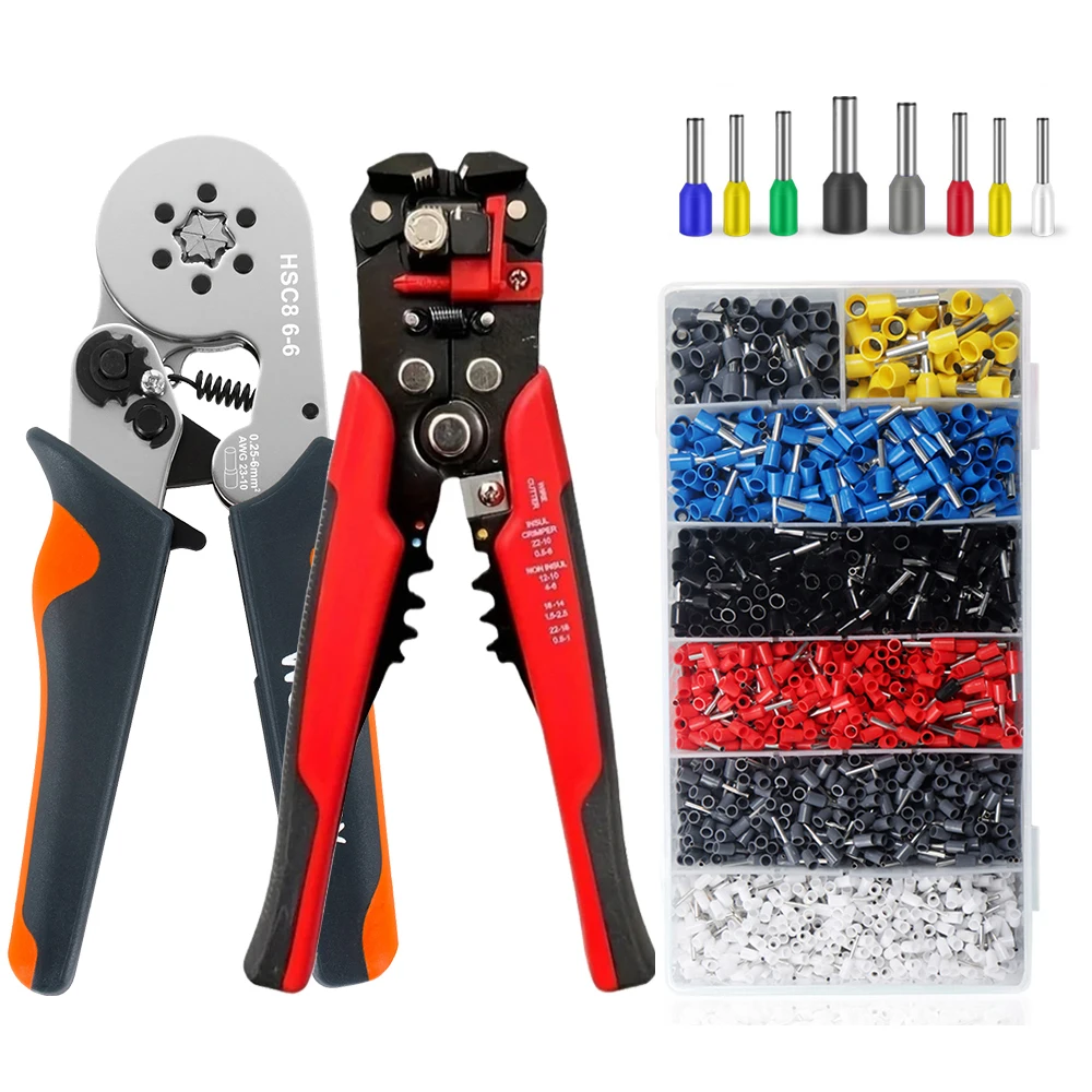 WOZOBUY HSC8 6-4A/6-6A Crimping Pliers Kit Stripping Cutting Plier
