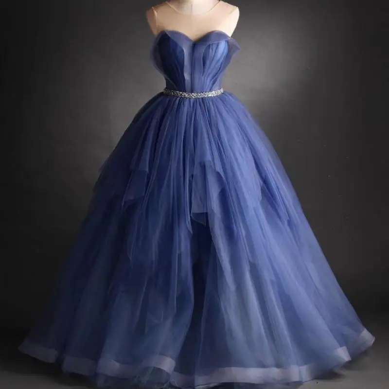 Llegada vestidos de noche formales para graduación sin tirantes ninguno Vestido de fiesta sin mangas hasta el suelo vestidos de quinceañera Vestido personalizado