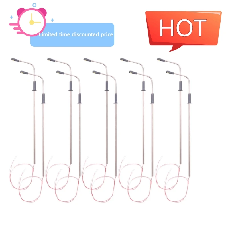 10 pcs Model LED Street Lamp Lighting Single Head Train Layout Landscape 1: 100