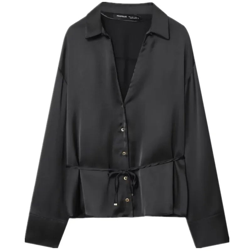 Otoño 2025 Nueva mujer larga Sve irt con cinturón fino Quali Feel Commute Sle Faionable Ele Design