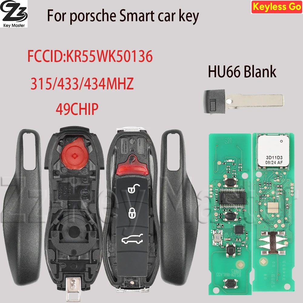 

Zz KR55WK50136 315/433/434 МГц ID49 PCF7945 Запчасти для дистанционного ключа автомобиля без ключа для Porsche Macan Panamera Cayenne 911 718 KR5180528