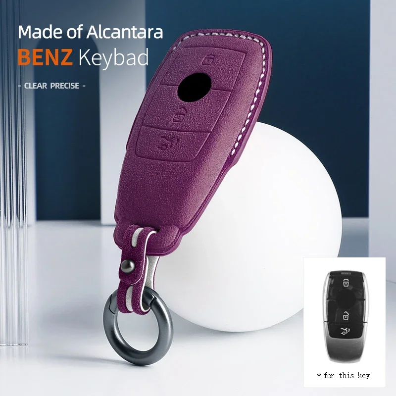 Alcantara Car Key Case Cover For Mercedes Benz W176 W177 W205 W206 W212 W213 W222 W223 W167 W463 X166 A C E S G CLS GLC SL Class