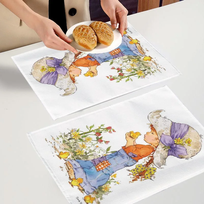 Cartoon Sarah Kay Placemats For Dinner Table Decoration Accessories Linen Fabric Table Mat 30X40CM For Children Gift