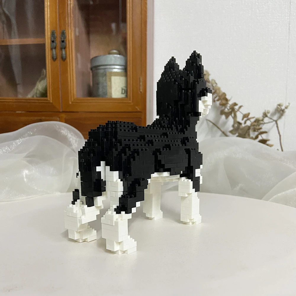 Lindo Mini Azul - Miky de ojos DIY Micro Mini bloques de construcción - Múltiples estilos de Husky, caniche, Bull Terrier para regalos navideños