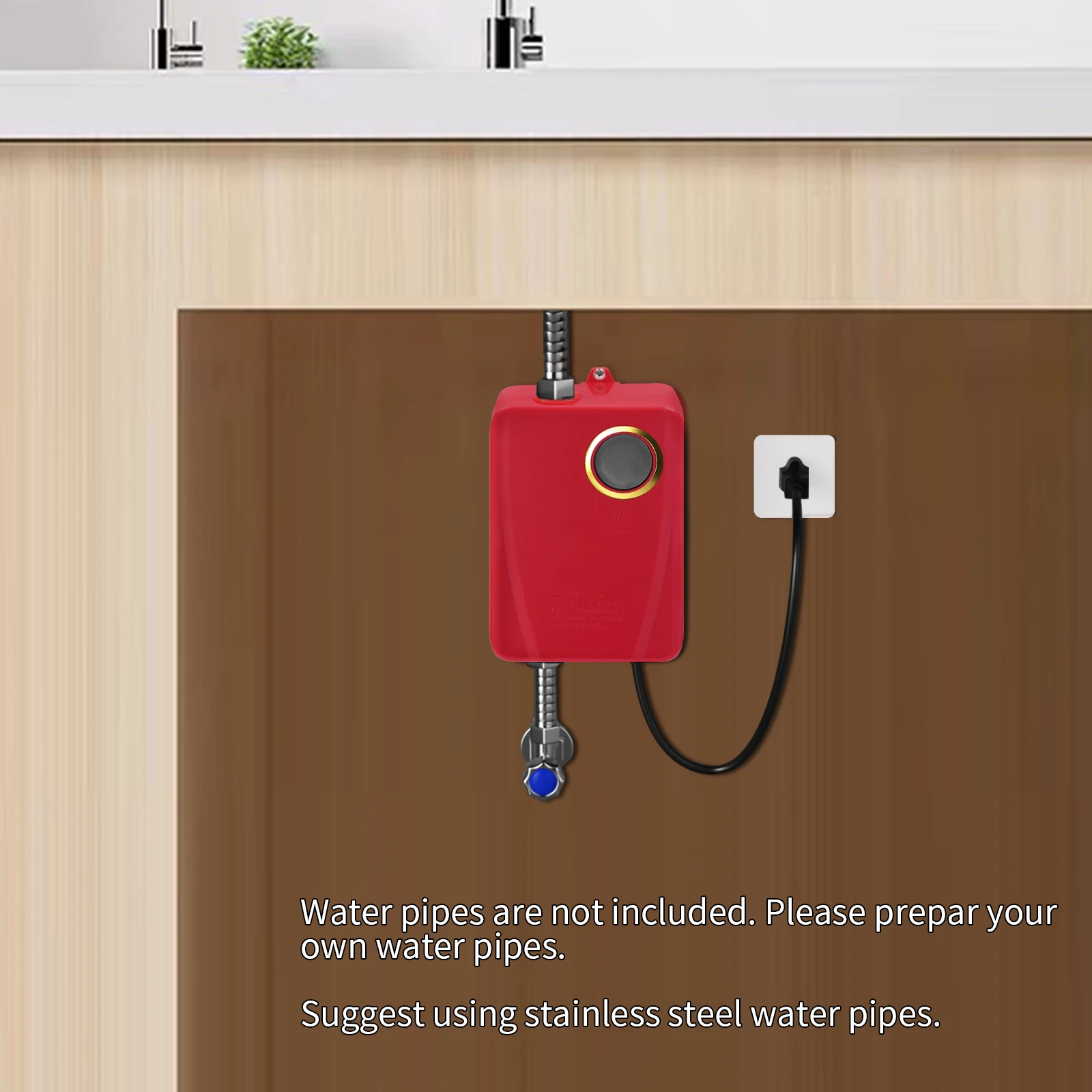 

3KW Electric Tankless Water Heater 110V Electric Water Heater Instant Hot Shower Kitchen Heater with LED Display for Kitchen