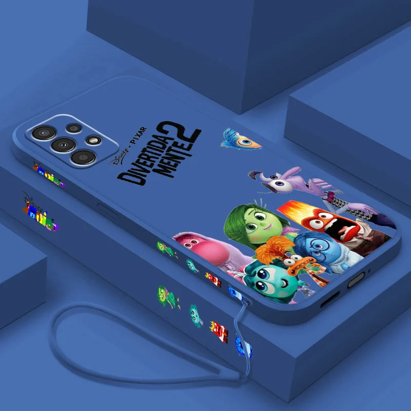 Cute Disney Inside Out Phone Case For Samsung A 02 03 13 14 22 23 24 32 33 34 52 53 54 72 73 Lite Liquid Left Rope Funda Cover