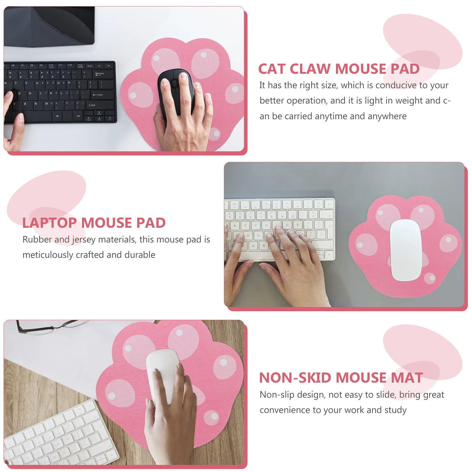 لوحة ماوس على شكل مخلب قطة بتصميم مخلب كرتوني، قاعدة مطاطية غير قابلة للانزلاق، حصيرة ماوس خفيفة الوزن للاستخدام في المكتب والمنزل والدراسة والكمبيوتر المحمول