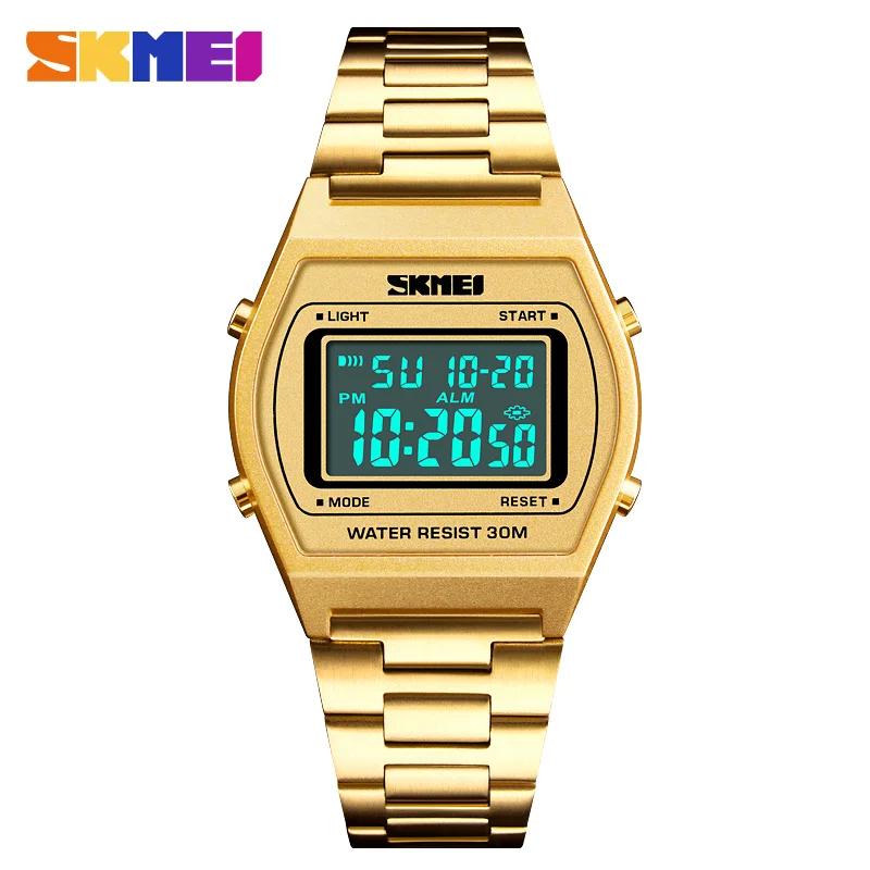 SKMEI Luxury Watch for Women Sports Waterproof Digital Wristwatches Girl Stainless Steel Electronic Ladies Relogio Feminino 1328