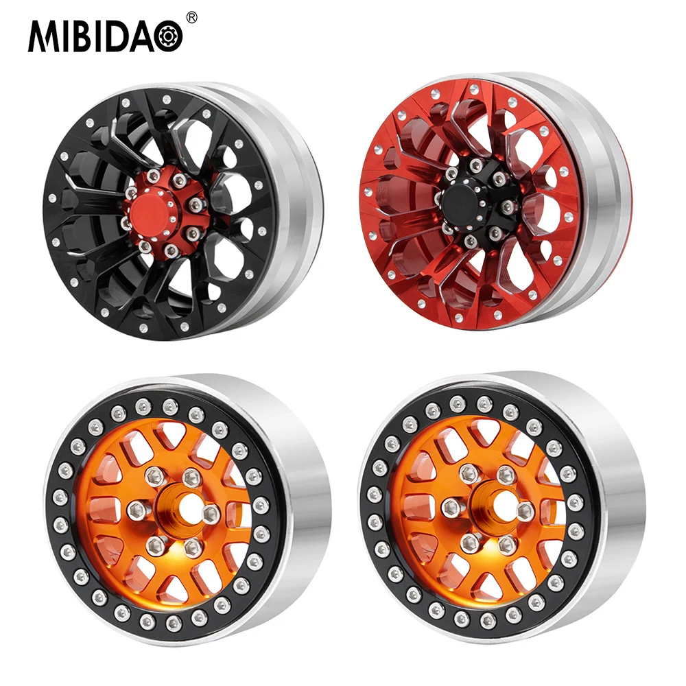 

MIBIDAO 4Pcs 1.9" Metal Beadlock Wheel Rims Hubs for 1/10 RC Crawler CAR TRX4 Axial SCX10 D90 Upgrade Parts