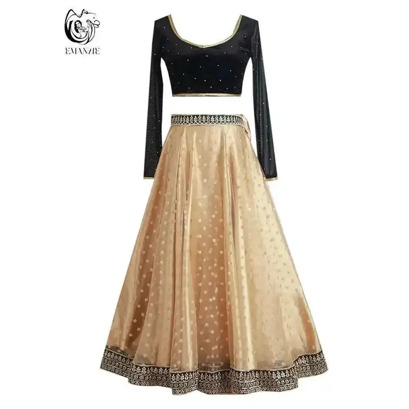 DY20New Yiman Abito da ballo indiano esotico Stile etnico Sciarpa di danza del ventre femminile Top Gonna altalena larga Lengha Set25