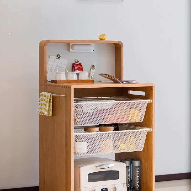 Mobile island, solid wood kitchen, trolley, bar, tea cabinet, cherry wood, mid-island table, side cabinet