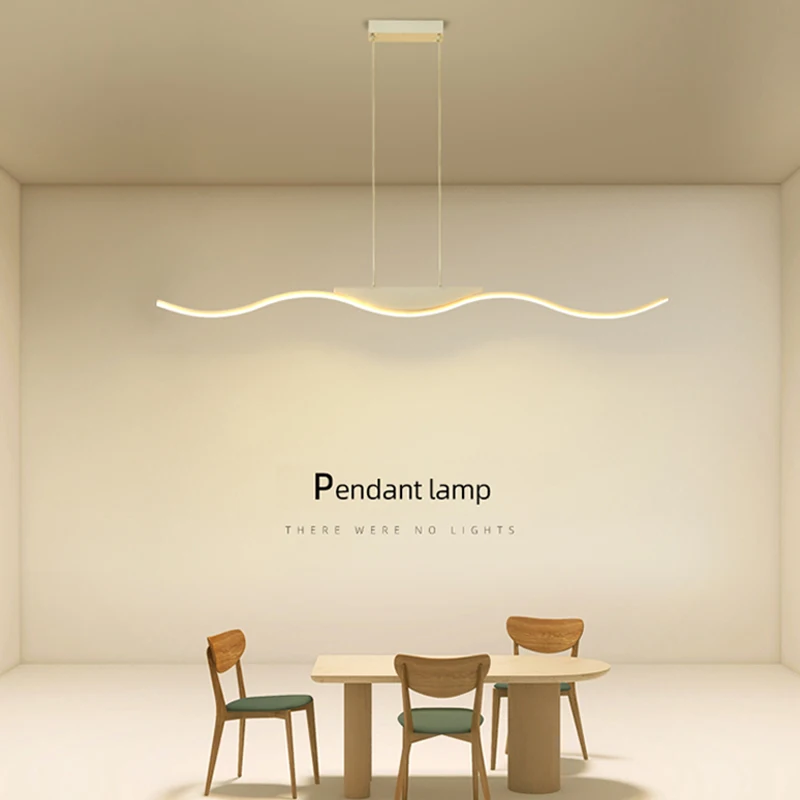 

Nordic Minimalist Restaurant Chandelier Modern Bar One Word Office Study Dining Tables Led Strip Lamp Home Indoor Pendant Lights