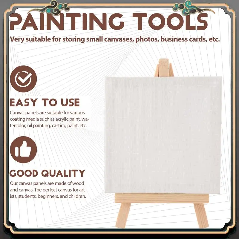 

ASMA-20Pcs Mini Canvas Drawing Board With Easel, Painting Canvas Panel, Suitable For Art Painting Party Supplies