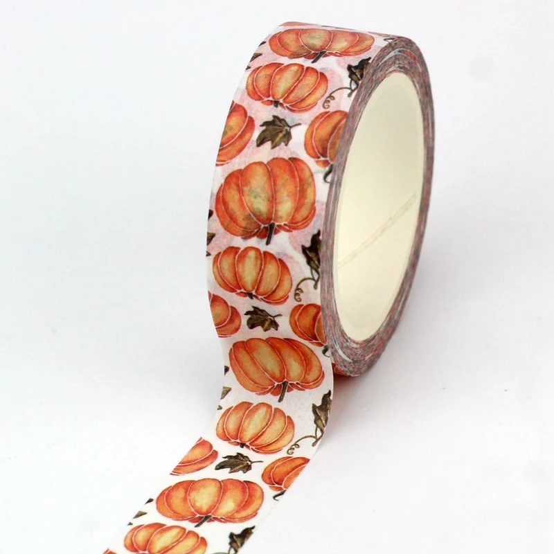 

NEW 1X 10M Deco Pumpkin and Green Leaf Autumn Washi Tape for Scrapbooking Planner Masking Tape Kawaii Papeleria