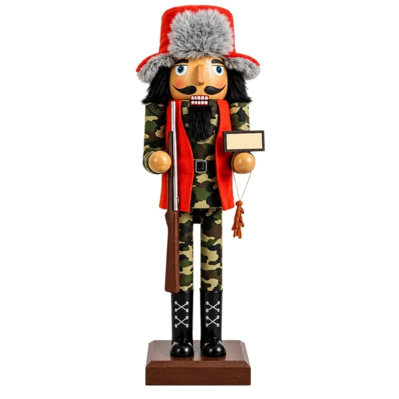 Christmas King Soldier Figure in with a Detailed Uniform, Red Coat, and Trimmed Winter Hat for Indoor Holiday Display Y5GB