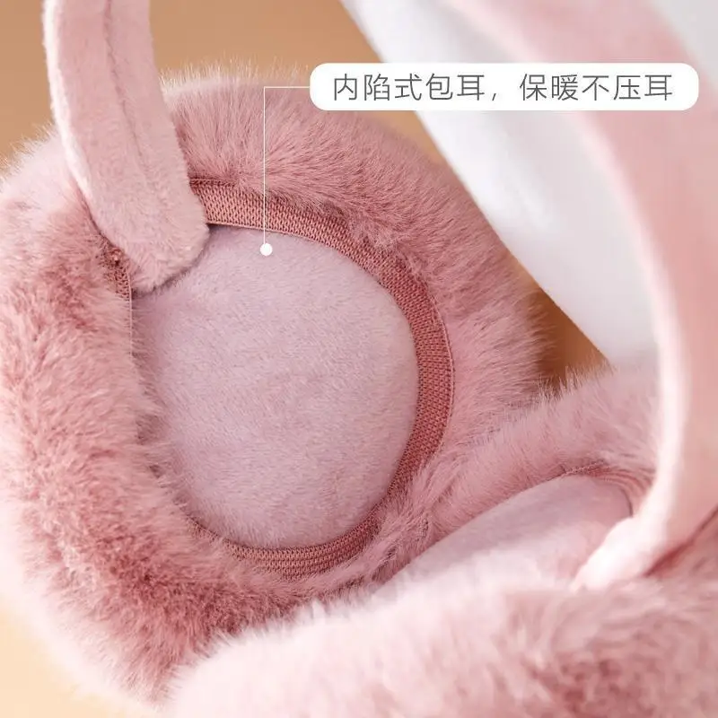 Earmuffs for Women in Winter New Warm White Plush Windproof Ear Bag with Anti Cold and Plush Ear Covers Anti Freezing Ear Tips