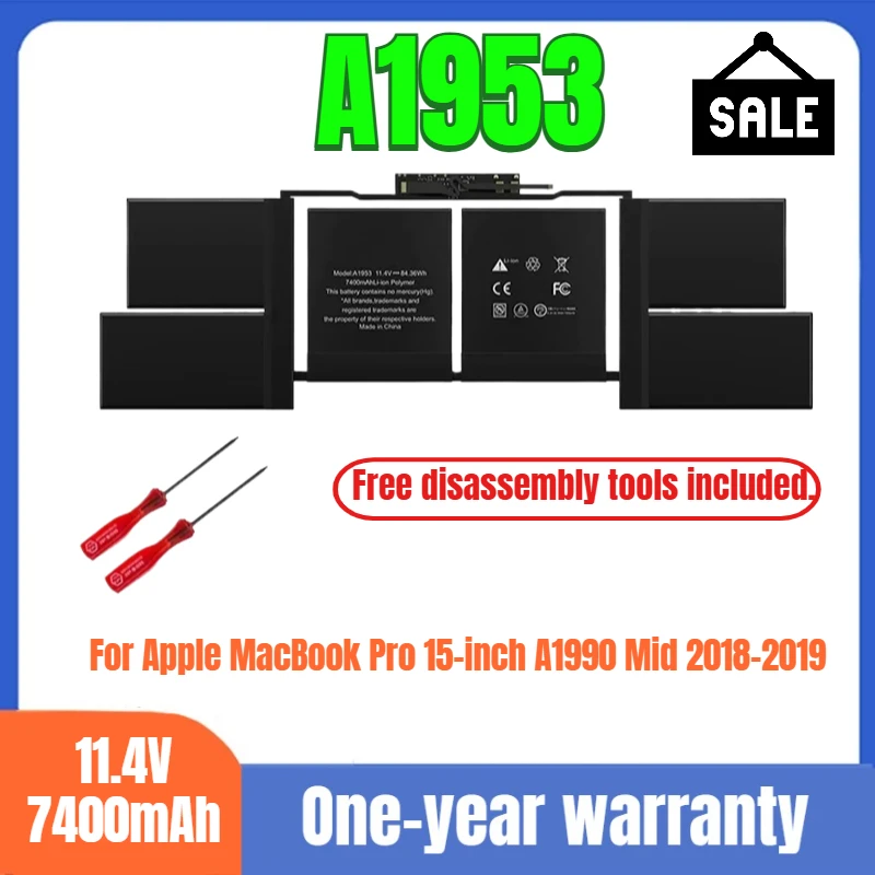 A1953 laptop battery for Apple MacBook Pro 15-inch A1990 high-quality lithium-ion battery 11.4V 7400mAh