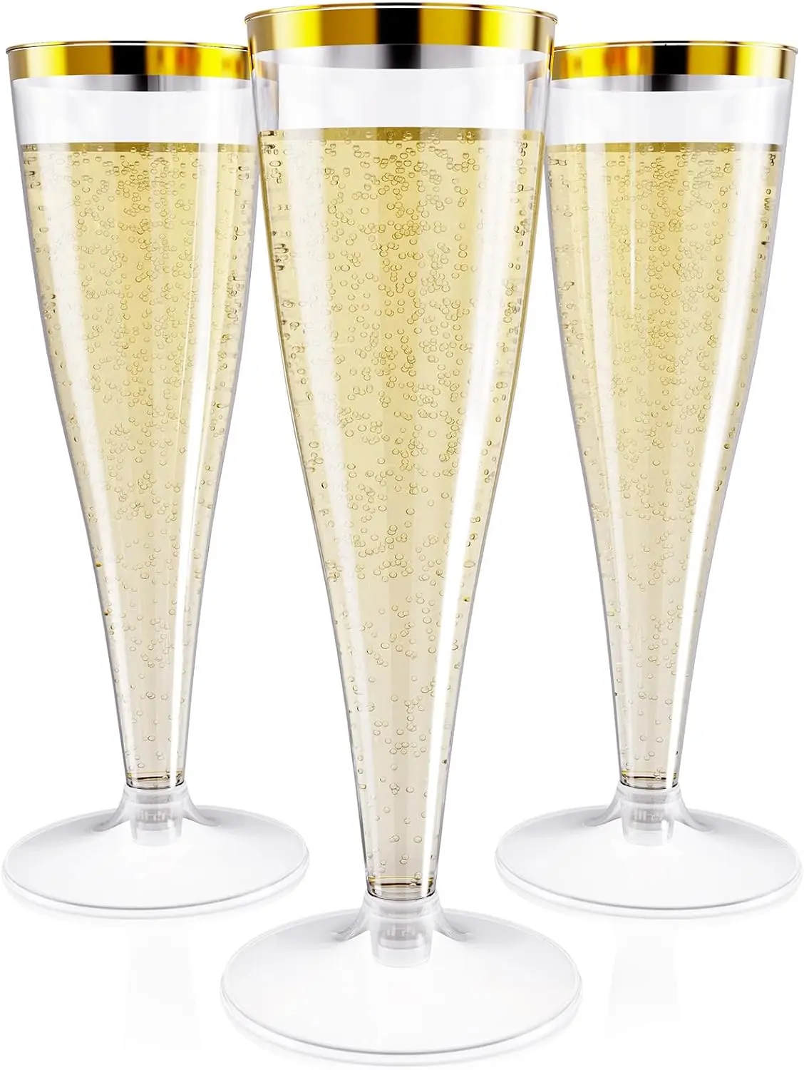 

36 пластиковых флейт для шампанского, 4,5 унции, прозрачные одноразовые стаканы для тостов с золотой оправой