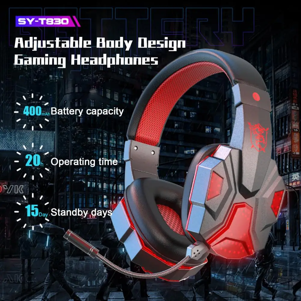 Cool Appearance Stereo Gaming Headset Noise Cancelling Over Ear Headphones with Mic LED Light Surround Bluetooth-compatible 5.1