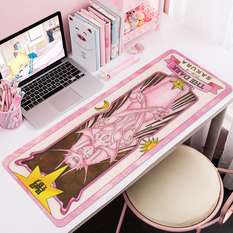 Cardcaptor Sakura Large Mouse Pad 100x50cm Computer Gamer Mousepad Anti-Slip Natural Rubber With Locking Edge Gaming Mouse Mat