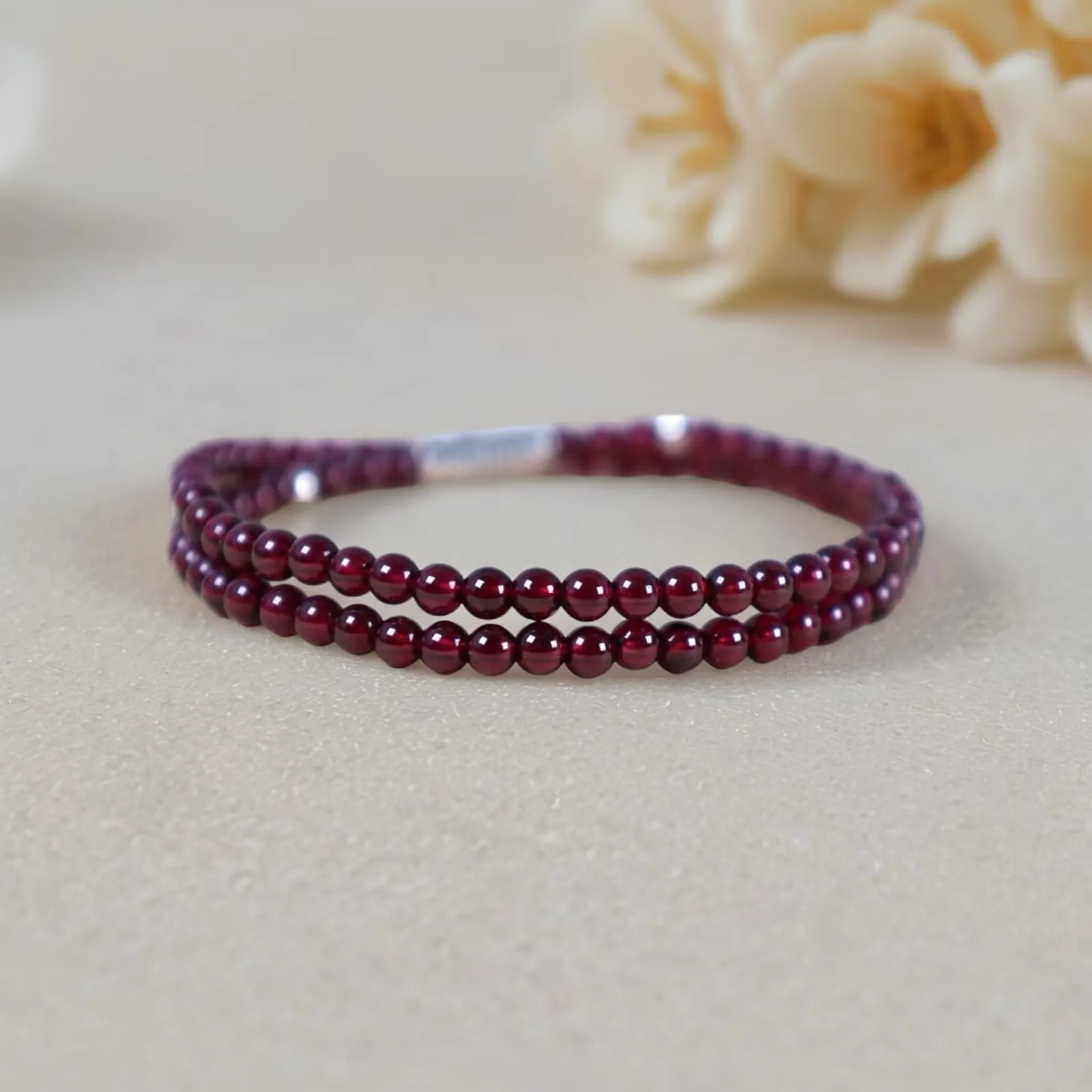Natural Garnet Beaded Bracelets for Women Wine Red Double or Triple Layer 925 Silver Multi Strand Bracelets 2026 Gifts
