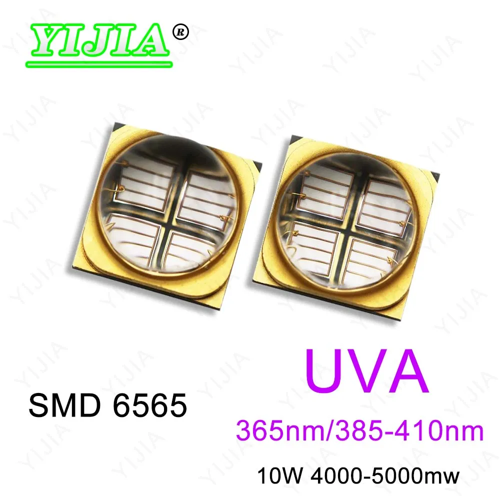 10W Deep UV LED Chips UVA 410nm 385nm 370nm 365nm Diodes SMD 6565 4000-5000mW Ultraviolet Lamps For Mosquito Trap Solidification