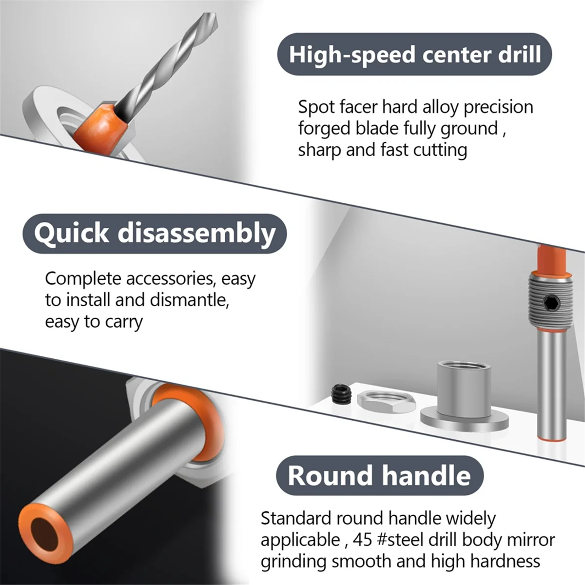 Set di punte per trapano svasatore per legno, svasatore da 8 mm con chiavi esagonali per trapano centrale, per fori per legno e plastica