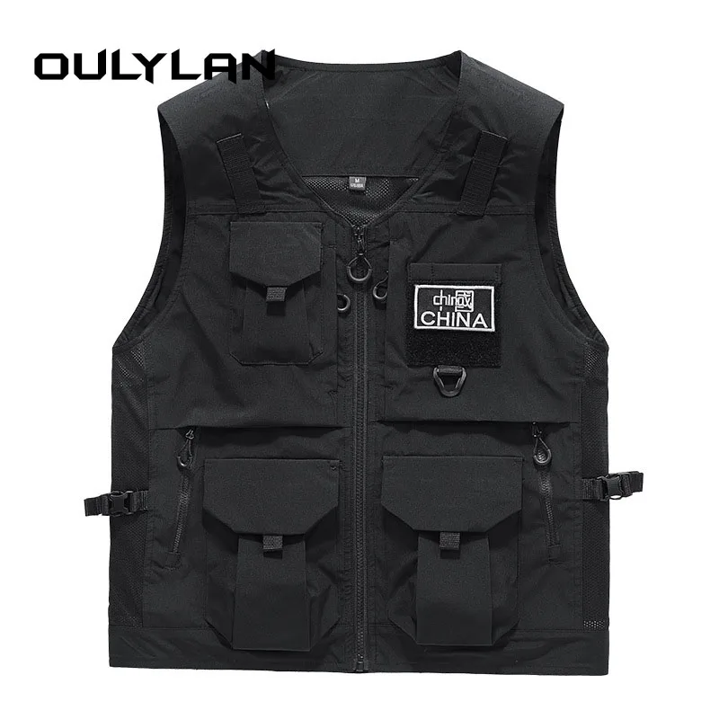 Blazer Jacket For Men Casual Multi Zip Pocket Sleeveless Vest for Men Women Summer Tactical Hiking Fishing Hunting Jackets