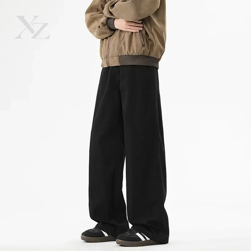 Men's Baggy Straight Jeans 100％ Cotton Comfortable Soft Casual Pants Fashion Korean White Brown Denim Trousers Male Clothing - view 4