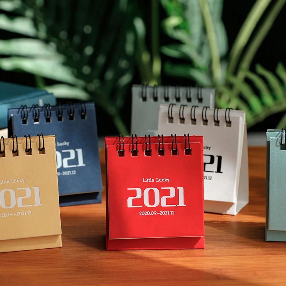 

5Pcs Small Portable Desk Calendar Pure Color Simple Mini Planning Book Office Desktop Calendar New Year Planning Book