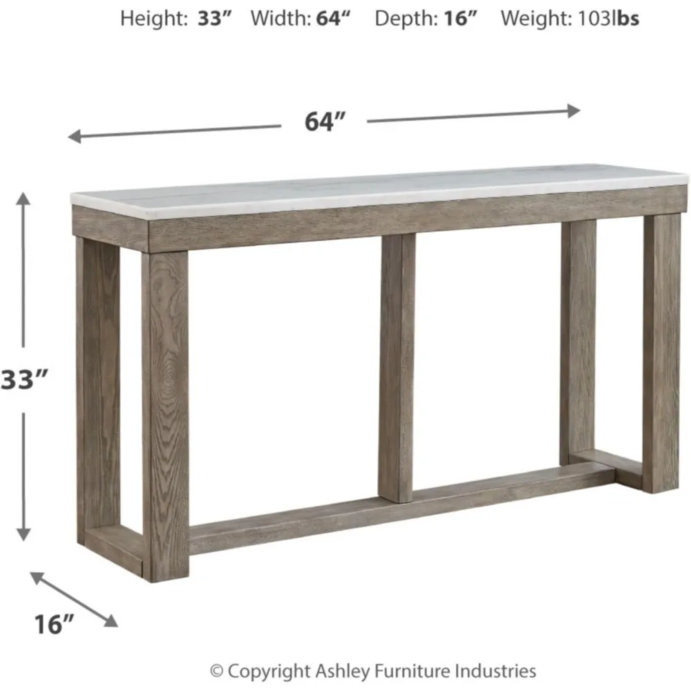 Loyaska Casual Sofa Table with Marble Top