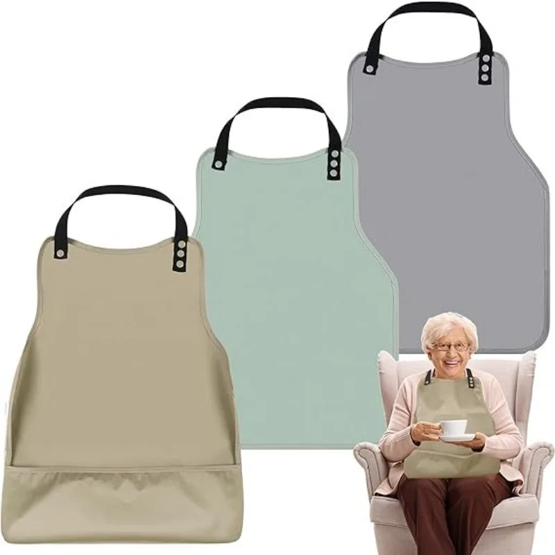 Waterproof Adult Bib Apron Elderly Feeding Smock Protective Apron for Senior Disabled Eating