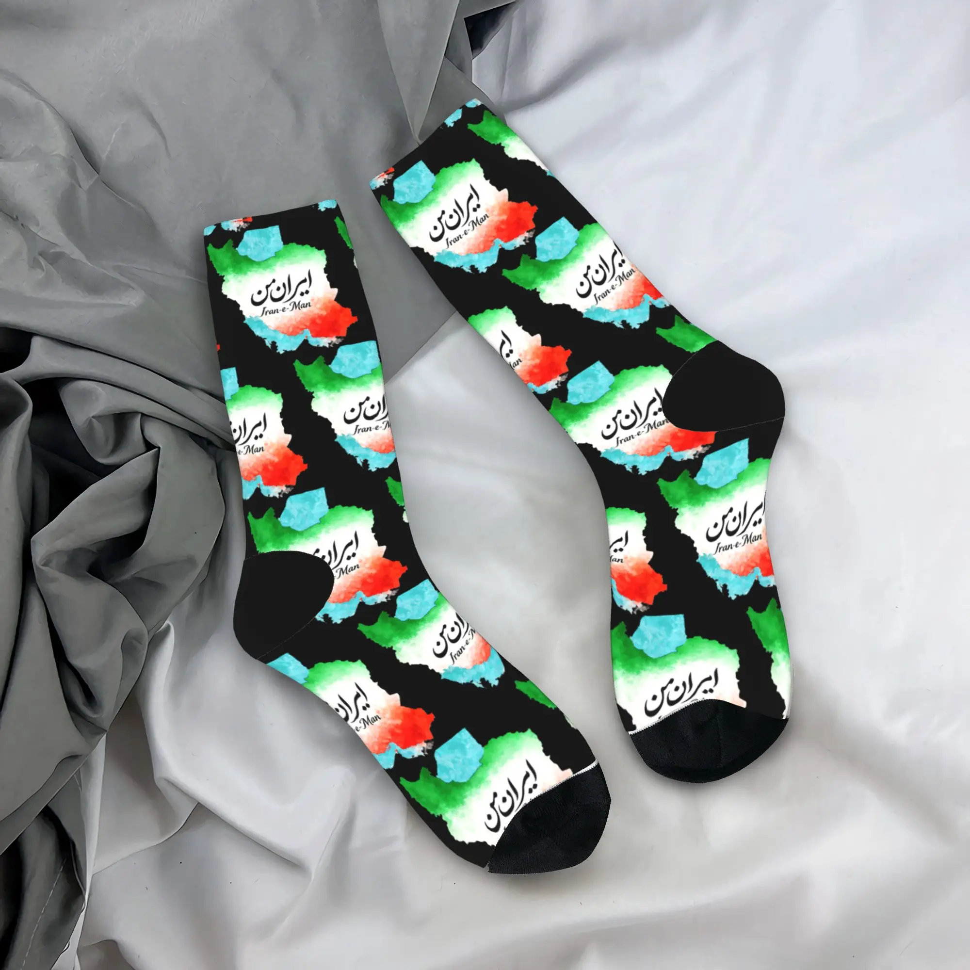 

Носки с картой Ирана и флагом, нескользящие, дышащие, для мужчин, для бега, осенние, с забавным узором