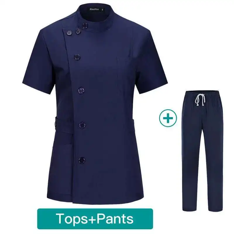 韓国語バージョン痩身ウエストボタン綿ハイエンド美容院ナース病院医師手洗い服