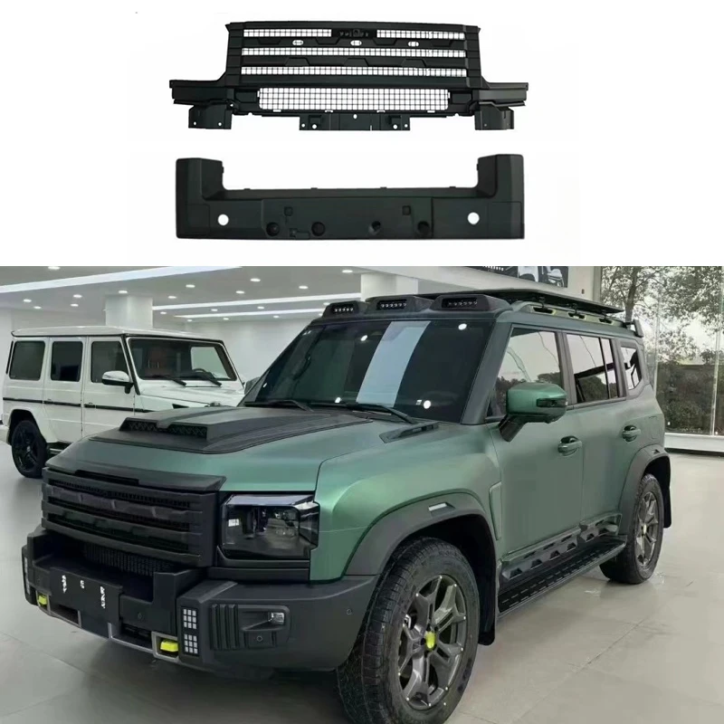 Car ABS Matte Black Grille Fit for JETOUR Traveler T2 2023-2024 Modification City Hunter Car Front Grille Decorative Accessories