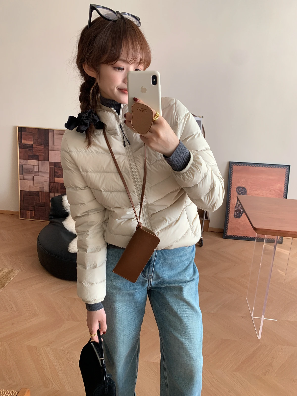 

Women's Lightweight ort down Jaet 2024 Autumn Winter New Faion Simple Match Hat Lightweight Zipper Coat Du down Filling