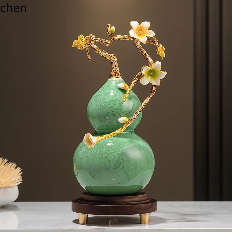 

QZT Enamel Color Orchid Gourd Ornament Living Room Wine Cabinet Office Decoration