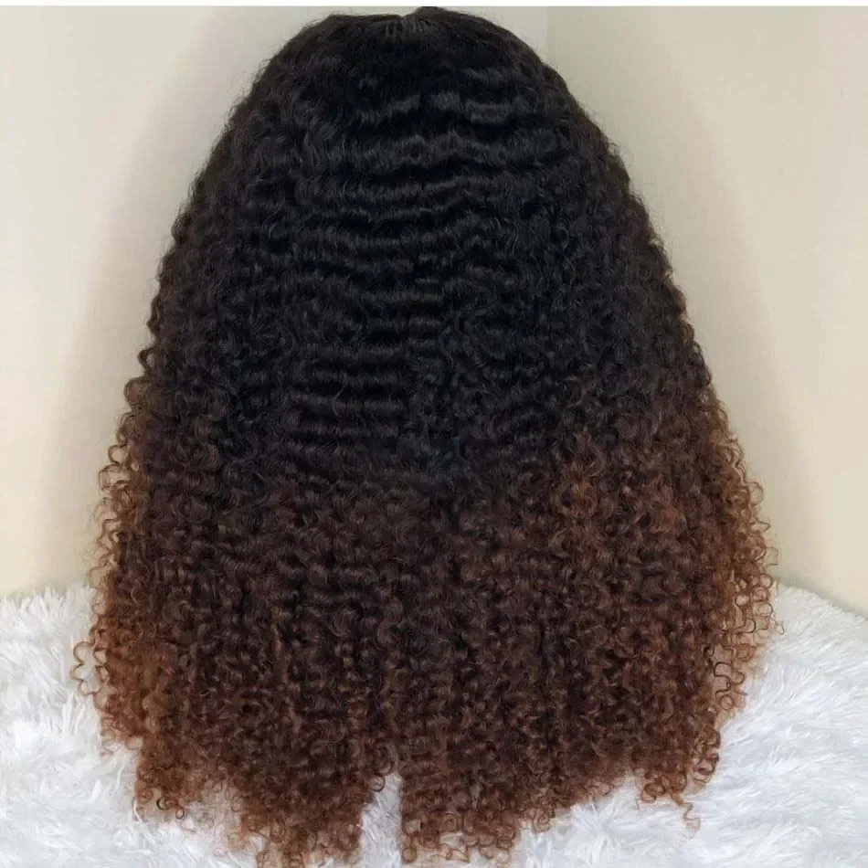 Ombre Bruin Kinky Curly Soft 26 “Lange 180 Dichtheid Kant Front Pruik Voor Vrouwen Pretokkeld Lijmloos Babyhaar Hittebestendig Dagelijks