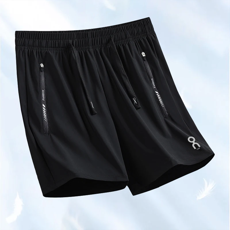 

Мужские спортивные шорты из ледяного шелка с охлаждающим эффектом, быстросохнущие, дышащие, для активного отдыха, бега и пляжа, длиной три четверти