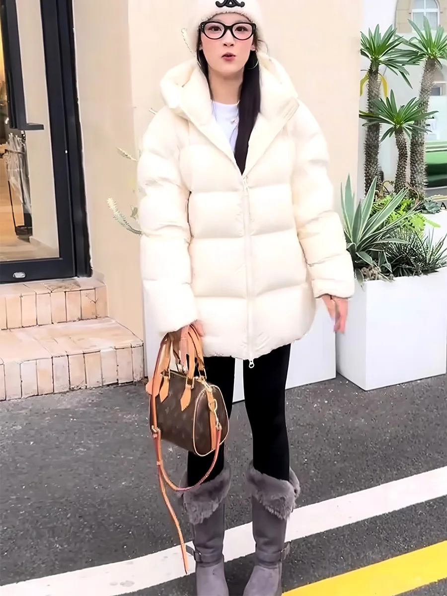 

Women's Quilted Puffer Jacket Hooded Turtle Back Thickened Long Duck down Warm Casual Style Zipper Closure Color Coat